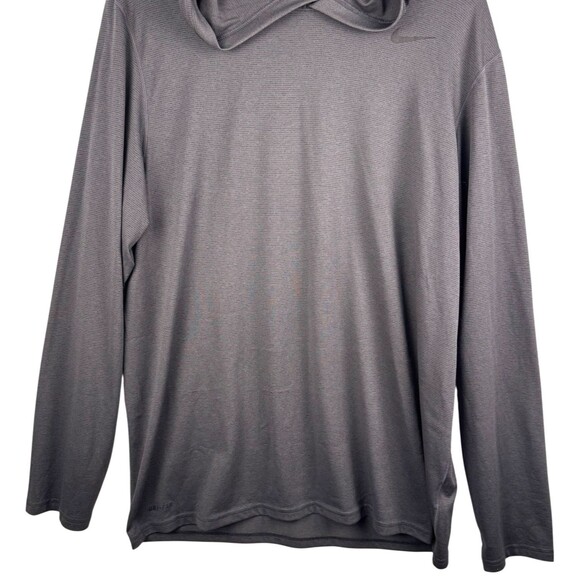 NIKE Hooded Top Men's Large Dri-Fit Long Sleeved Striped Pullover Dark Gray - Picture 2 of 10